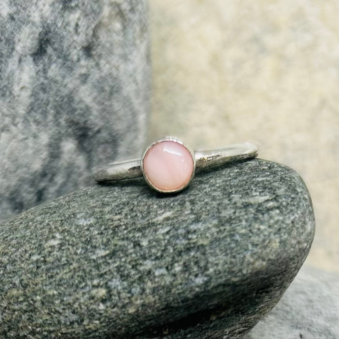 PINK MINI OPAL STERLING SILVER RING
