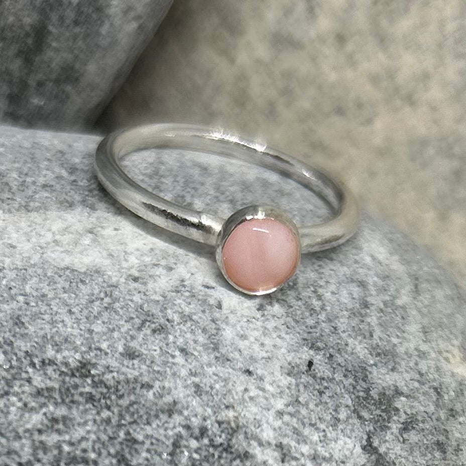 PINK MINI OPAL STERLING SILVER RING
