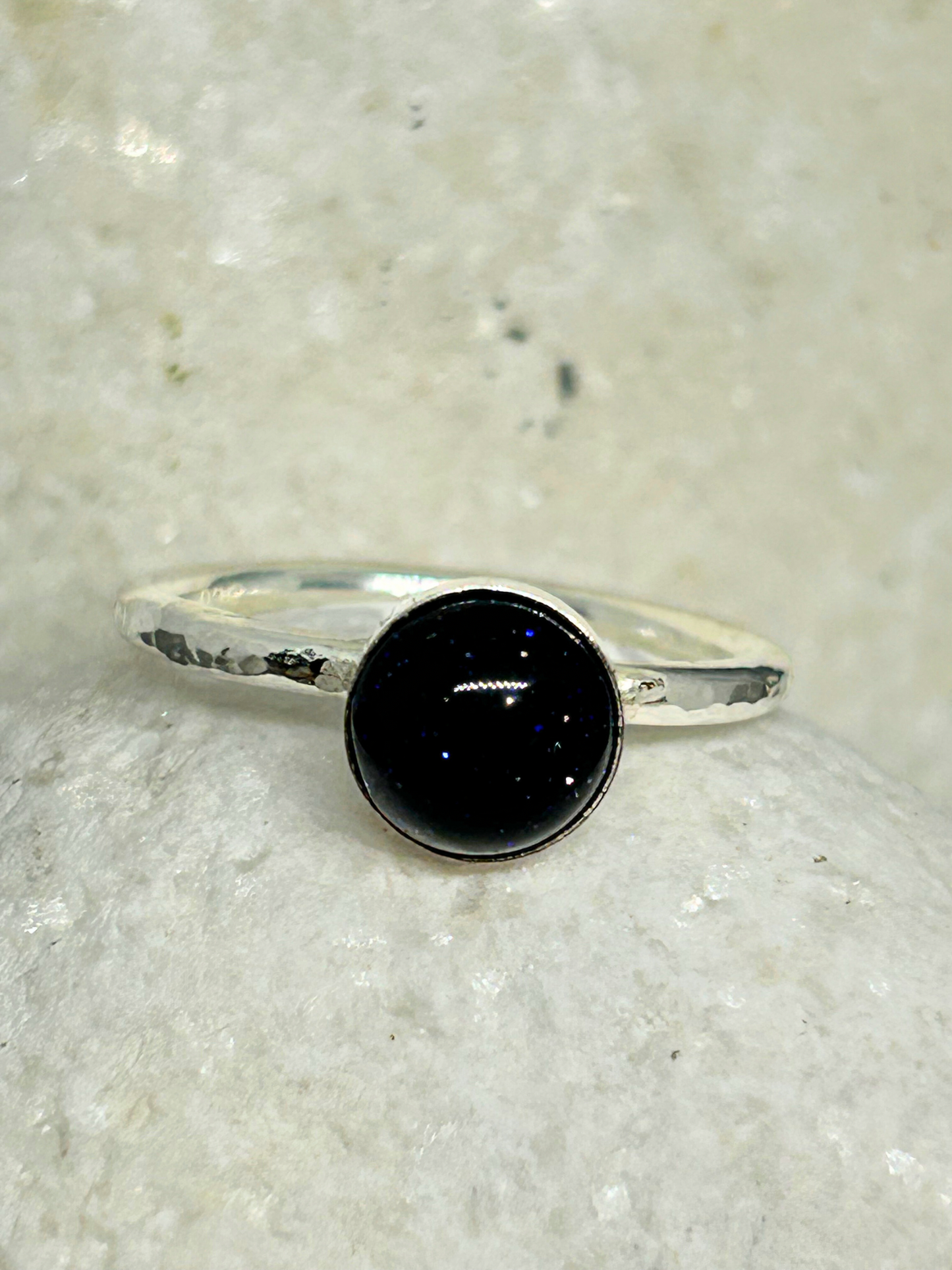 BLUE GOLDSTONE STERLING SILVER RING