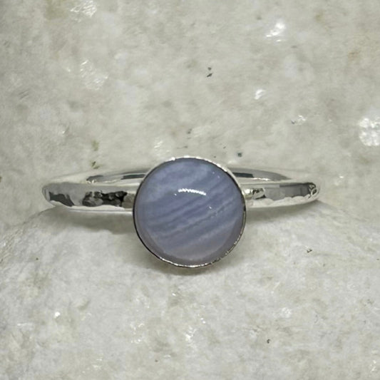 BLUE LACE AGATE STERLING SILVER RING