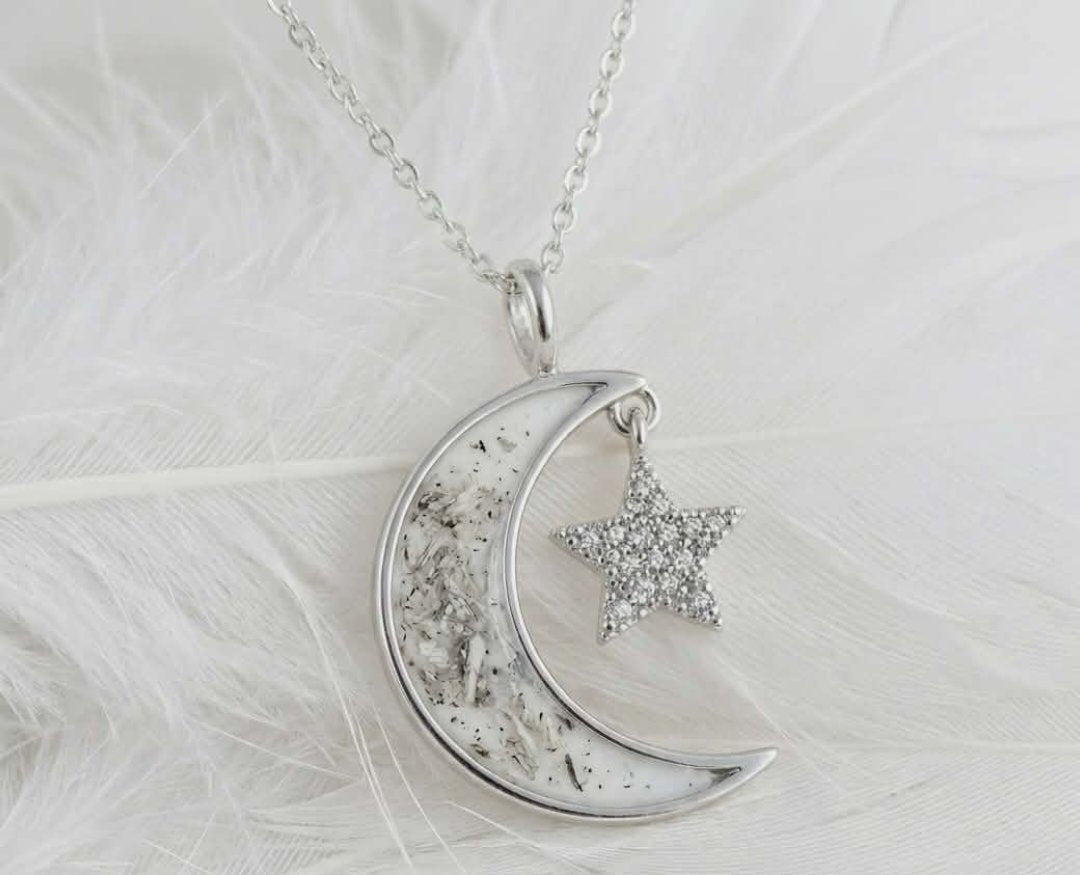 MEMORIAL MOON AND STAR ASHES NECKLACE