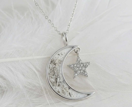 MEMORIAL MOON AND STAR ASHES NECKLACE